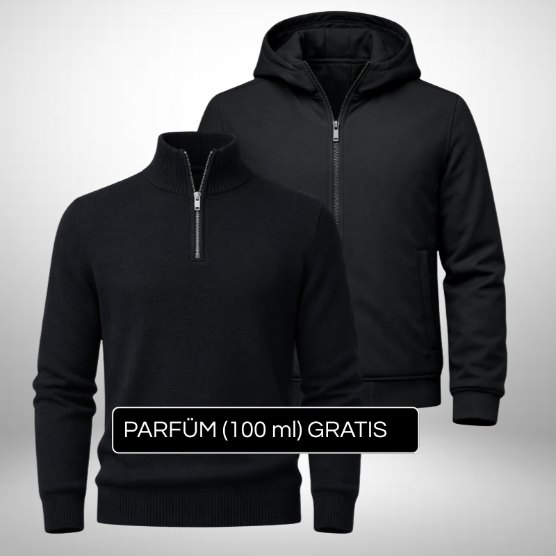 Premium Set Half-Zip Pullover + Winterjacke – Stil & Schutz + Gratis Geschenk