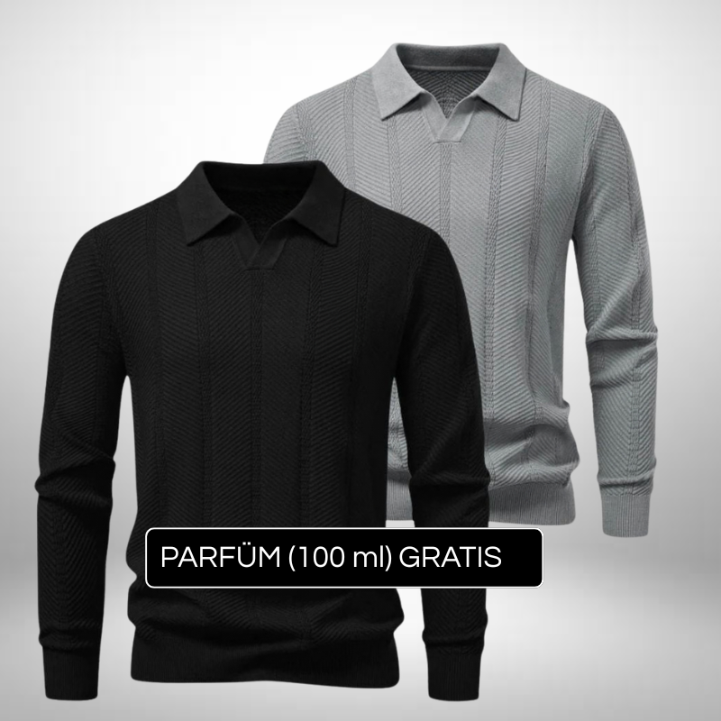 2er Set Strukturierte Poloshirts – Eleganz & Textur + Gratis Geschenk