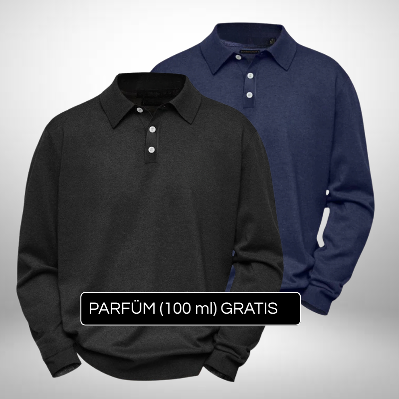 2er Set Langarm-Poloshirts – Klassische Eleganz + Gratis Geschenk