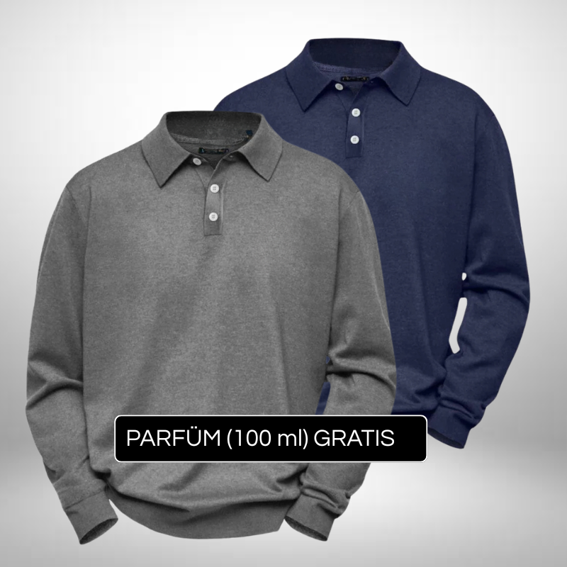 2er Set Langarm-Poloshirts – Klassische Eleganz + Gratis Geschenk