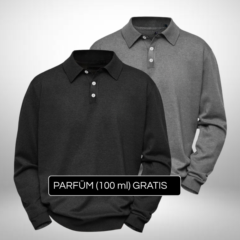 2er Set Langarm-Poloshirts – Klassische Eleganz + Gratis Geschenk