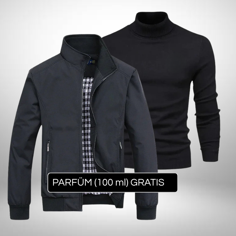 Elegantes Set Jacke + Rollkragenpullover – Stil & Raffinesse + Gratis Geschenk