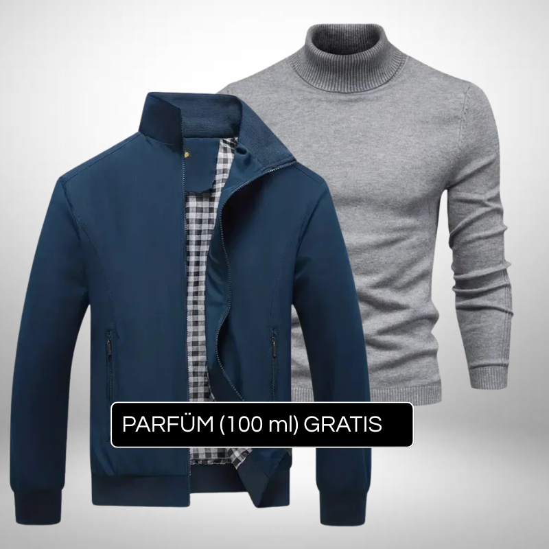 Elegantes Set Jacke + Rollkragenpullover – Stil & Raffinesse + Gratis Geschenk