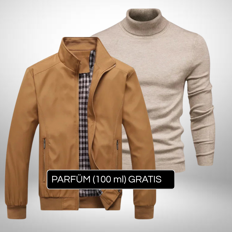 Elegantes Set Jacke + Rollkragenpullover – Stil & Raffinesse + Gratis Geschenk