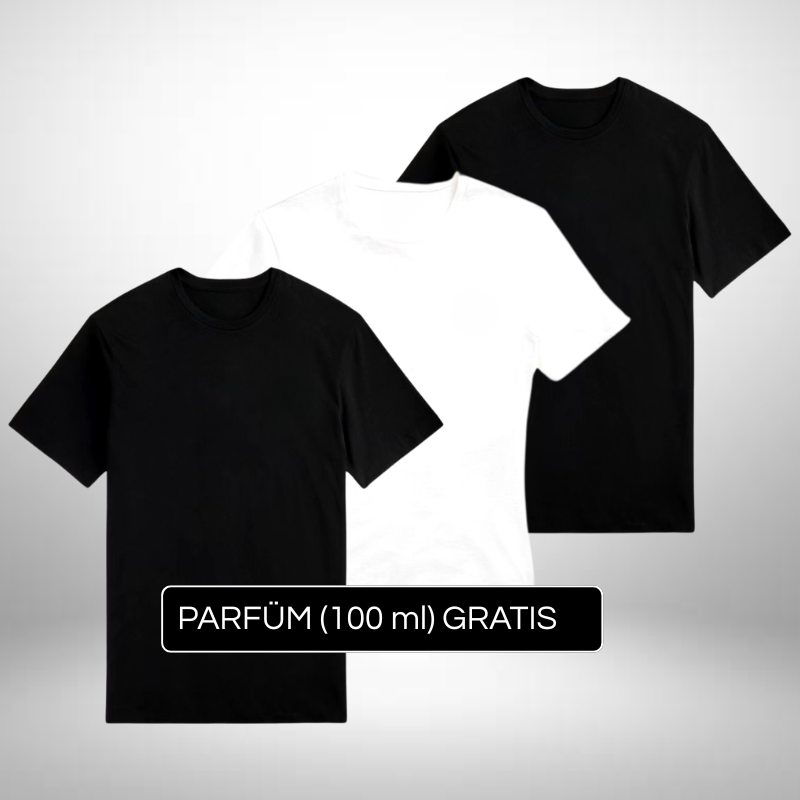 3er Set Klassische T-Shirts – Zeitlose Eleganz + Gratis Geschenk
