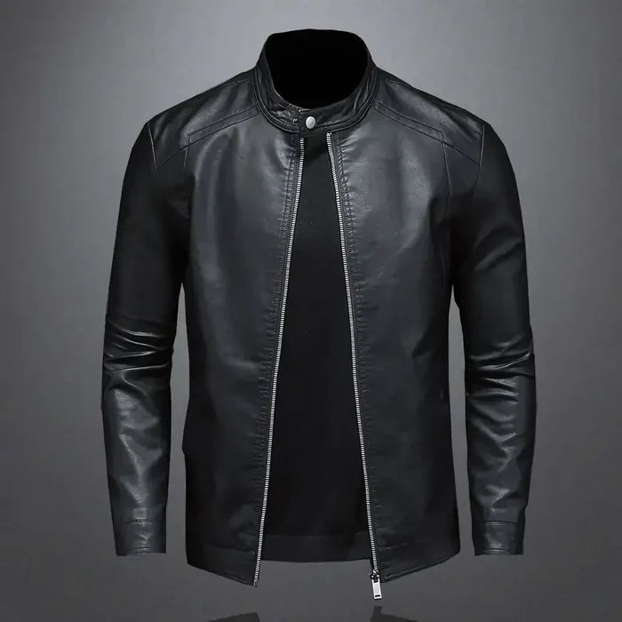 Herren-Lederjacke mit Reißverschluss und geradem Schnitt | Potenza
