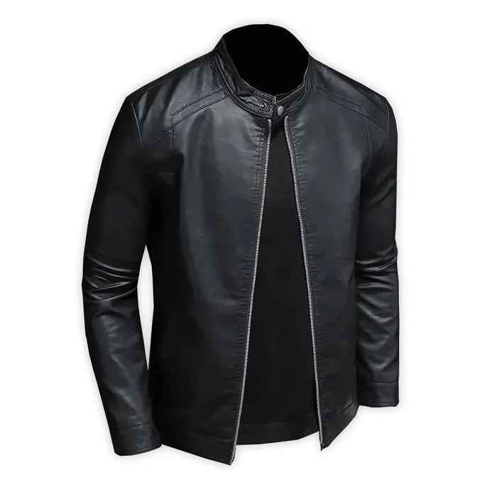 Herren-Lederjacke mit Reißverschluss und geradem Schnitt | Potenza