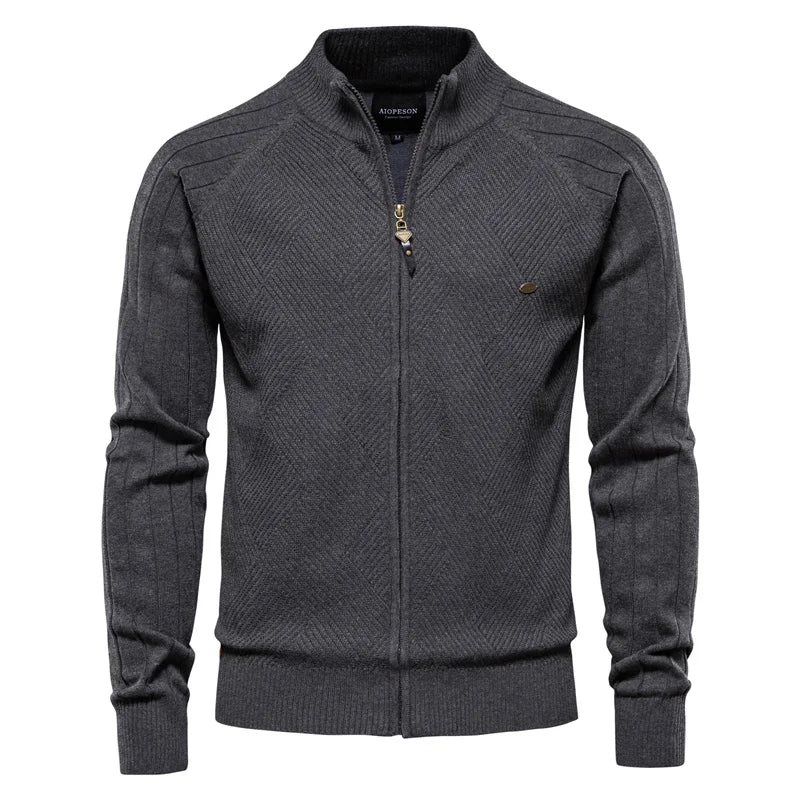 Herren-Strickpullover mit Reißverschluss und Strukturmuster | Veneto