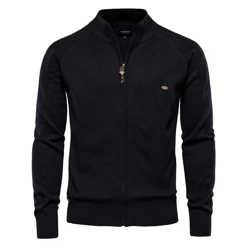 Herren-Strickpullover mit Reißverschluss und Strukturmuster | Veneto